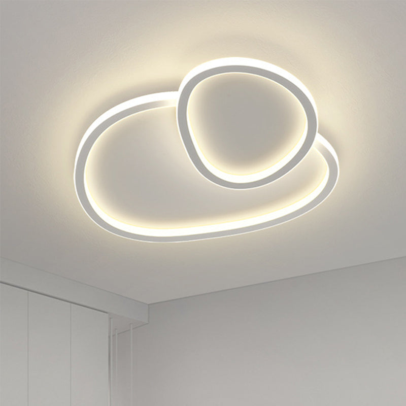 Moderna lámpara de techo LED regulable en forma de guijarro - blanca, 50*45,5*6,5 cm, con mando a distancia, tres colores de luz, 220 V - para salón, dormitorio