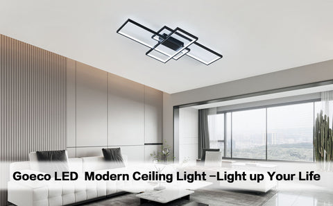 LED-plafondlamp 38W modern design koel wit 6000K rechthoek plafondlamp voor woonkamer slaapkamer eetkamer kantoor zwart
