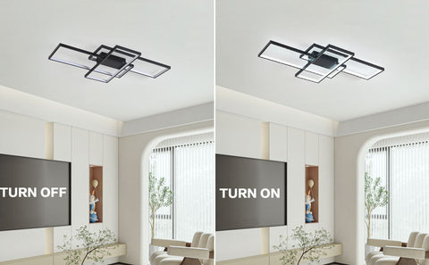 LED-plafondlamp 38W modern design koel wit 6000K rechthoek plafondlamp voor woonkamer slaapkamer eetkamer kantoor zwart