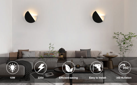 Eenvoudige en moderne LED-wandlamp, draaibare zwarte wandlamp, 8W warm licht