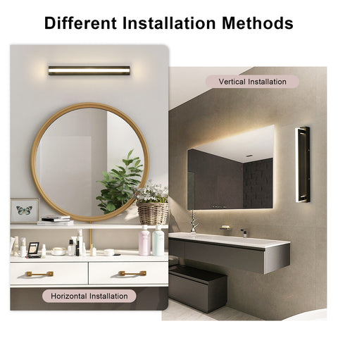 42 cm zwarte acryl LED-wandlamp - 9 W spiegelverlichting, 4500 K neutraal licht, 220 V, flikkervrij, veelzijdige installatie
