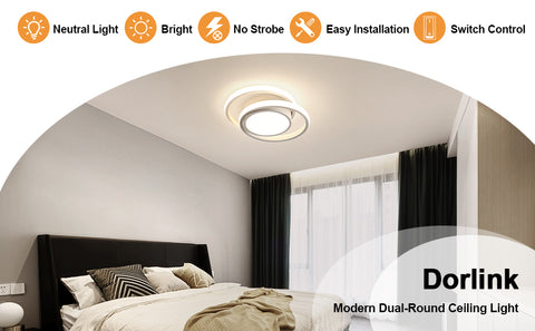 LED-plafondlamp, ronde plafondlamp 32W, moderne plafondlamp voor hal slaapkamer keuken woonkamer, koel wit 4000K