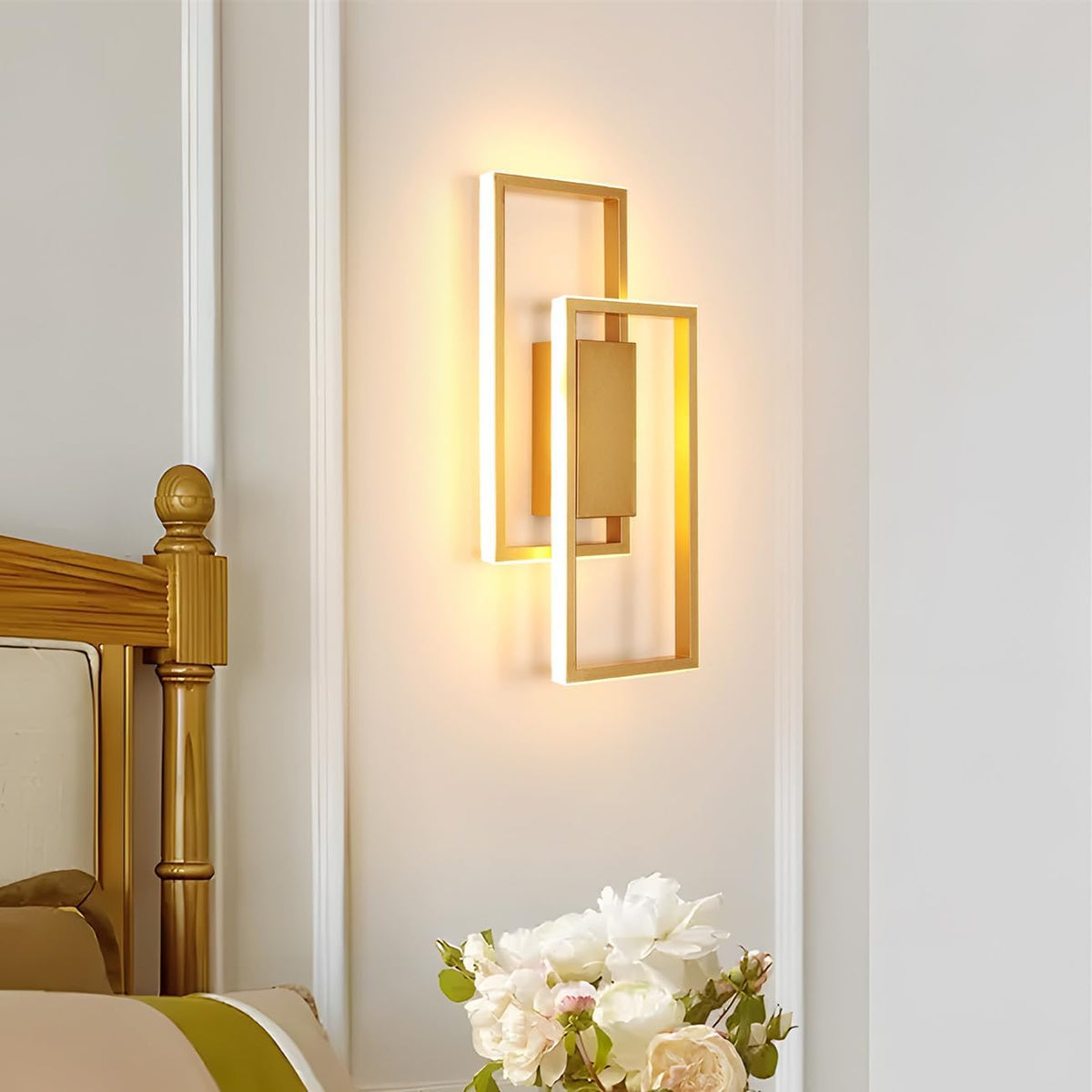 LED Wandlamp 28W Goud – Gekruist Design