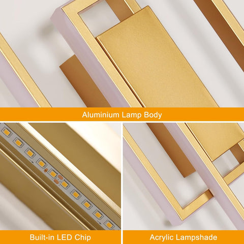 LED Wandlamp 28W Goud – Gekruist Design