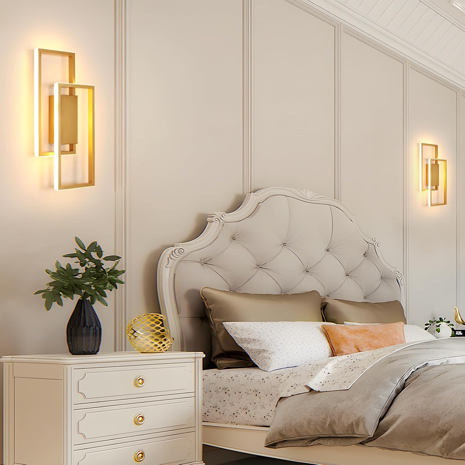 LED Wandlamp 28W Goud – Gekruist Design