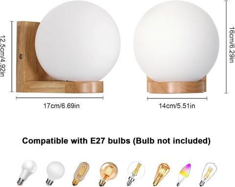 Wandlamp Hout & Glas – E27 Modern