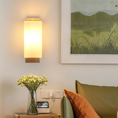 Moderne Wandlamp van Hout en Glas