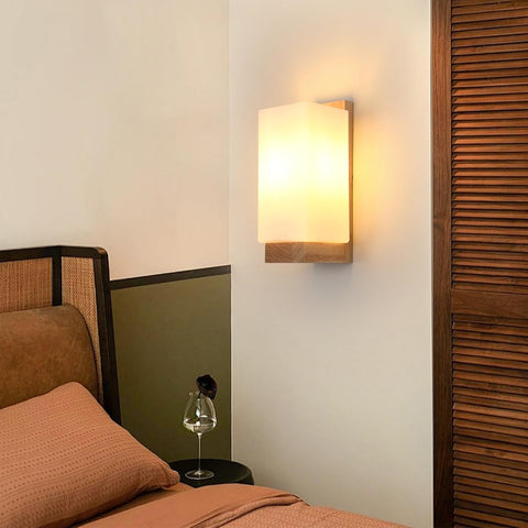 Moderne Wandlamp van Hout en Glas