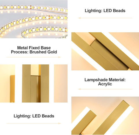 Moderne Gouden LED Wandlamp 16W 3 Lichtkleuren 1800LM