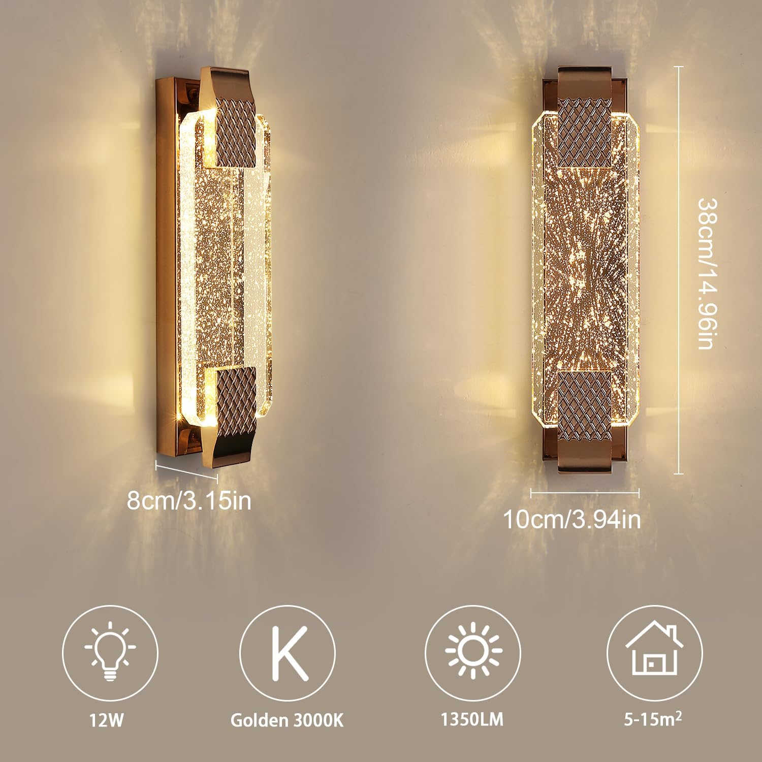 LED Wandlamp Crystal Gold 12W