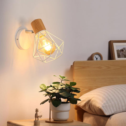 Industriële Wandlamp van Metaal met Kooi en E27 Fitting