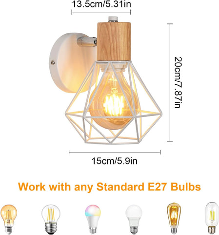 Industriële Wandlamp van Metaal met Kooi en E27 Fitting