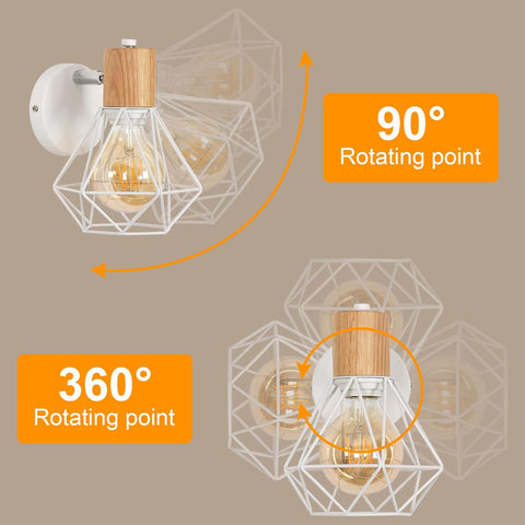 Industriële Wandlamp van Metaal met Kooi en E27 Fitting