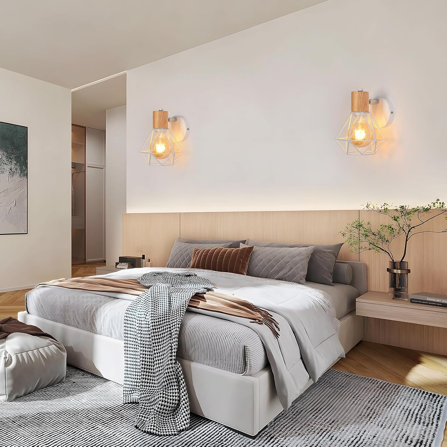 Industriële Wandlamp van Metaal met Kooi en E27 Fitting