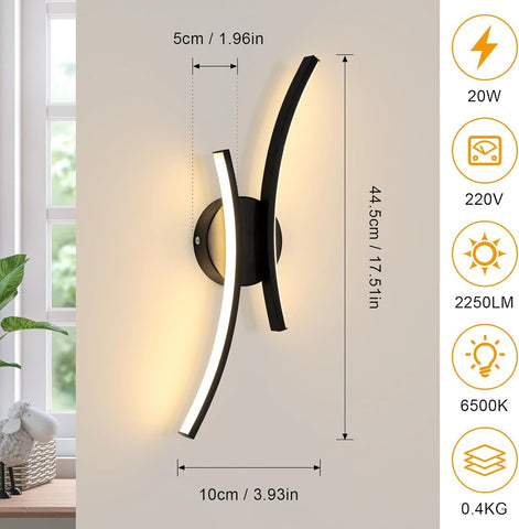 Moderne LED Wandlamp 20W 2250LM Zwart