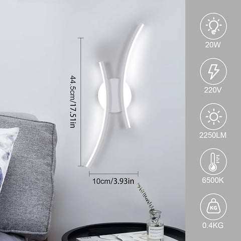 Moderne gebogen LED-wandlamp 20W | 6500K koelwit