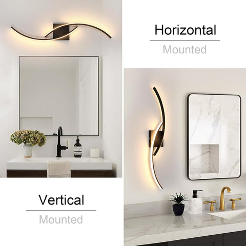 Zwarte LED wandlamp in golvende vorm 27W