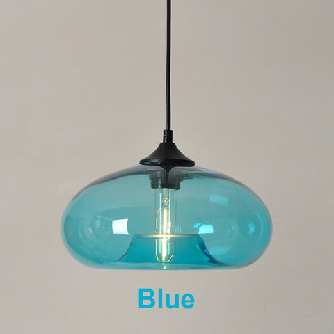 Moderne glazen hangende kleurrijke hanglamp voor woonkamer, bar, keuken, restaurant, café, eetkamer, Scandinavische huisverlichtingsarmaturen (blauwe kleur)