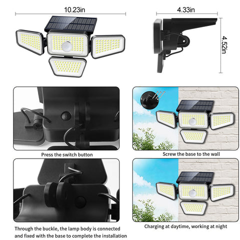 Solarlicht buiten bewegingssensor LED-wandlamp koel wit 6000K voor binnenplaats tuin gang terras dicht bij muur pad patio villa