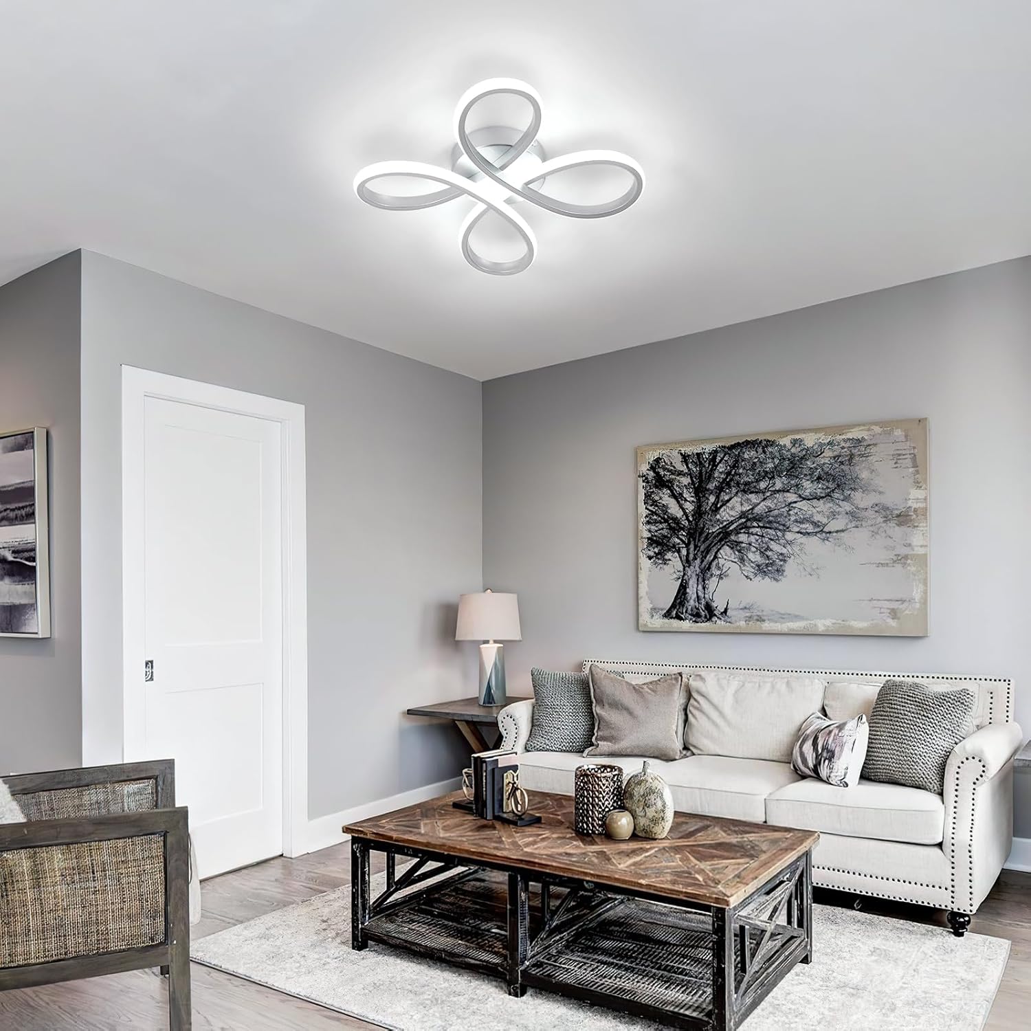 LED Plafondlamp 30W Bloemvorm Zilver