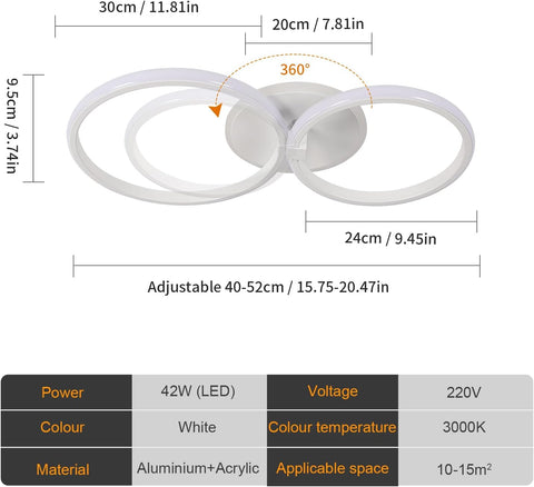 Moderne LED Plafondlamp 42W Rond Warm Wit