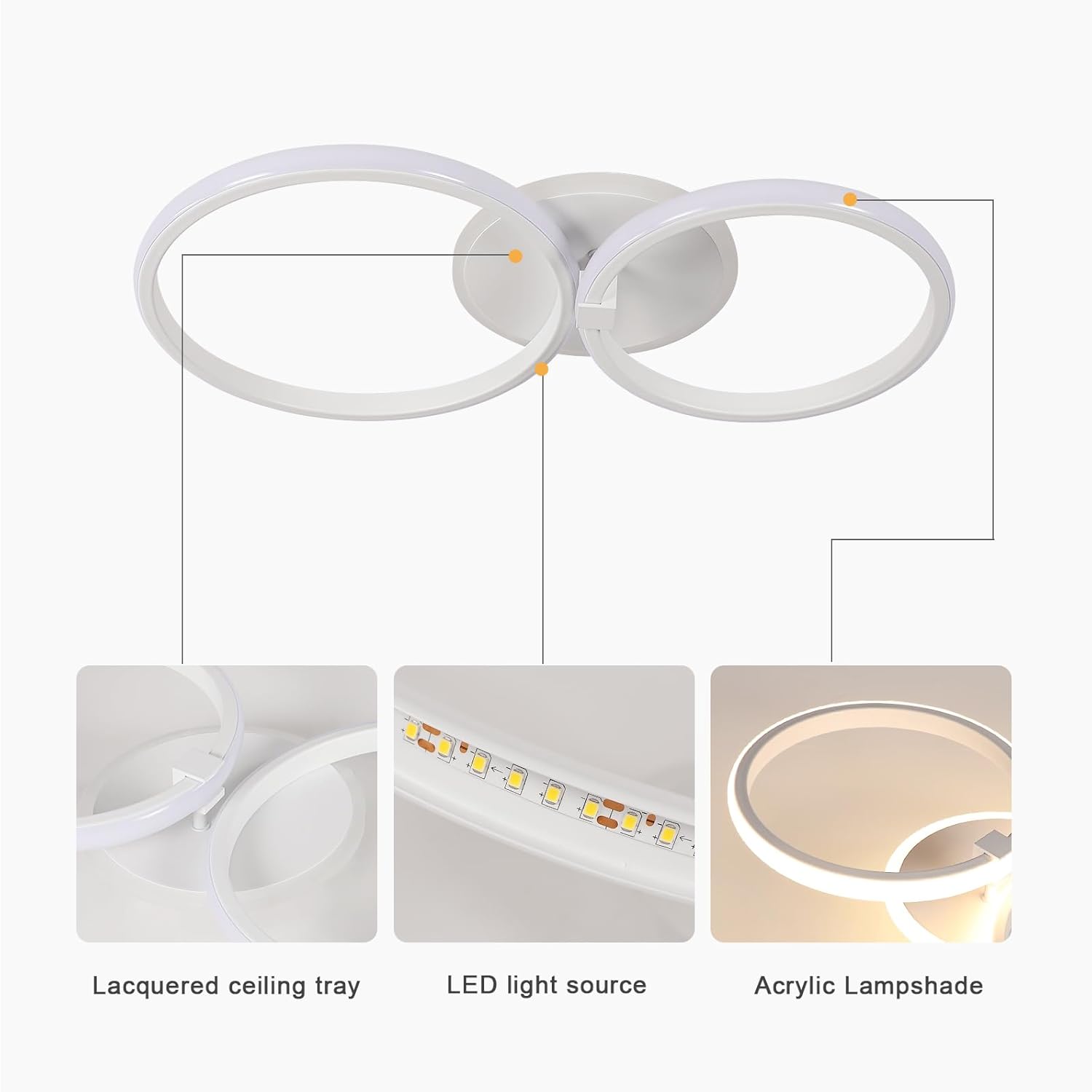 Moderne LED Plafondlamp 42W Rond Warm Wit