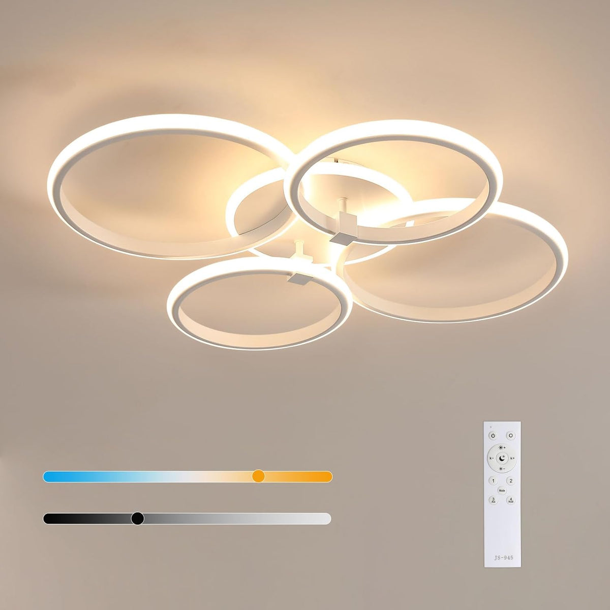 Moderne LED Plafondlamp met 4 Ringen, 39W