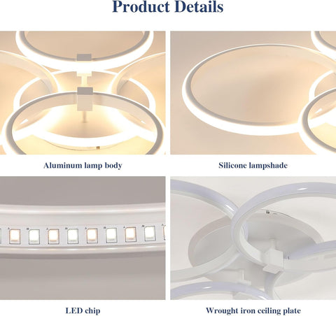 Moderne LED Plafondlamp met 4 Ringen, 39W
