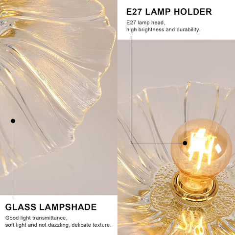 Moderne Glazen Bloem Plafondlamp Goud E27 28cm