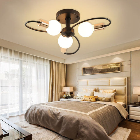 Moderne plafondlamp, creatieve plafondlamp, metaal zwart goud E27 voor woonkamer restaurant studio 3-lampen (zonder lampen)
