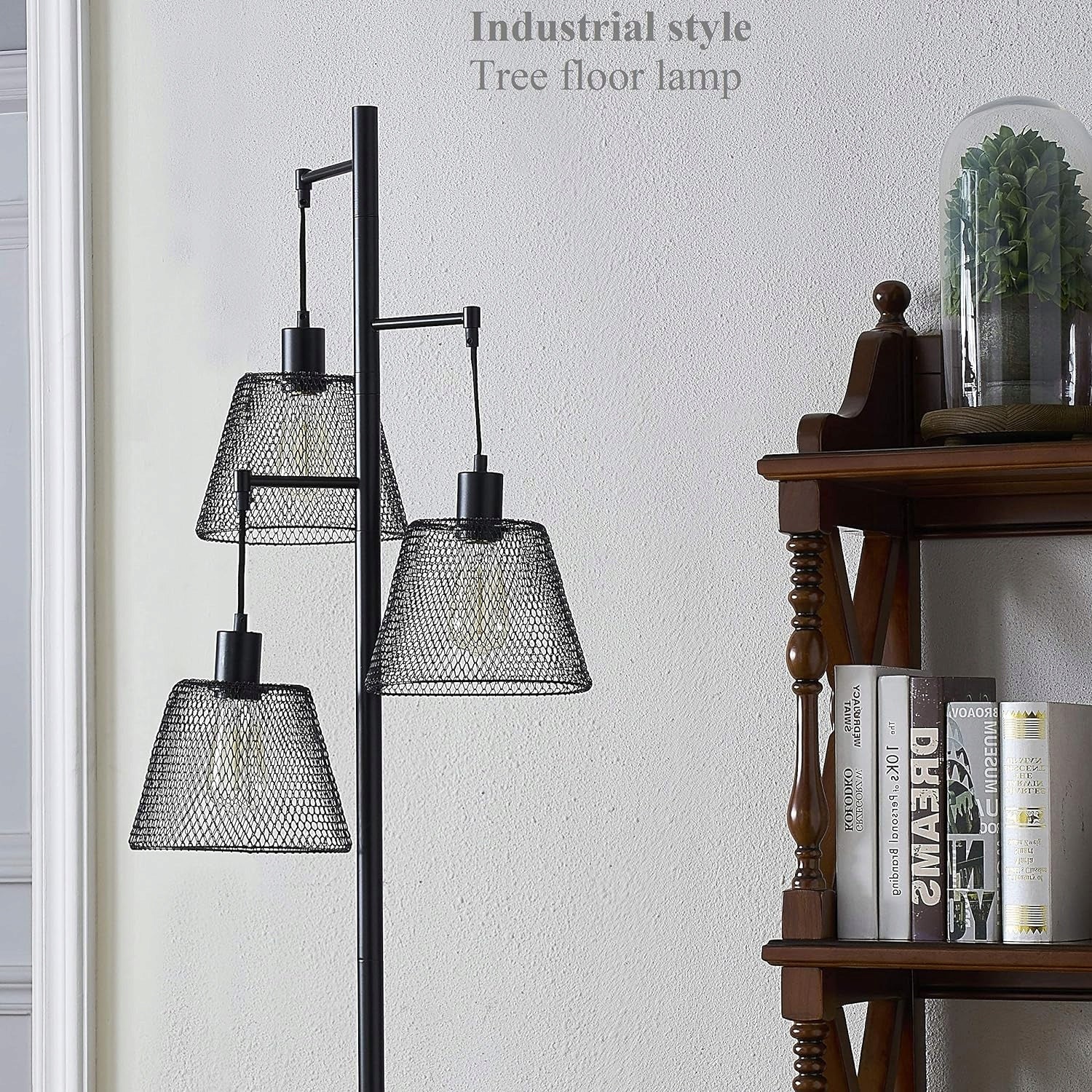 Lampadaire Retro noir E27 170cm, en métal, sans ampoules