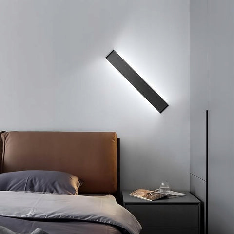 Moderne LED-wandlamp in aluminium metaal, Zwart, 61 cm, Verlichting, Wit licht, 18W, Lamp voor Woonkamer Slaapkamer