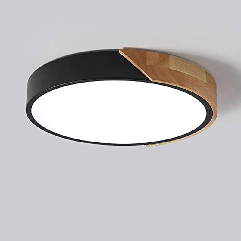 Plafonnier LED Moderne Rond Noir 23*5cm, Lumière Blanche 6500K, pour Salon Chambre Cuisine Couloir