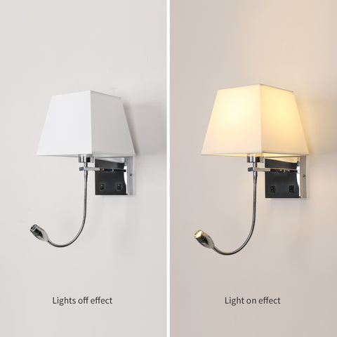 Bedlampje, LED-wandlamp Leeslamp Slaapkamer Zwenkarmhouder E27 Wandnachtlampje (exclusief lampen)