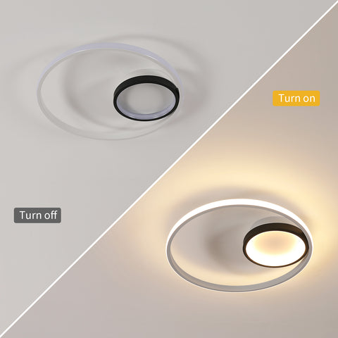 40W ronde aluminium LED-plafondlamp, warm licht, 3000K kleurtemperatuur, zwart-witte woonkamer plafondlamp