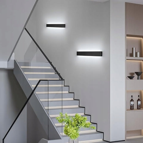 Moderne LED-wandlamp in aluminium metaal, Zwart, 61 cm, Verlichting, Wit licht, 18W, Lamp voor Woonkamer Slaapkamer