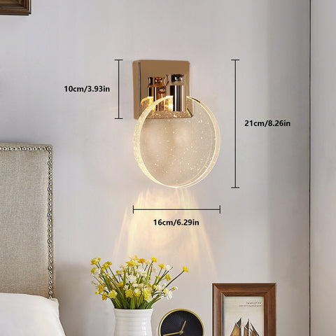 Moderne LED-wandlamp, goud, acryl, 3W driekleurig licht, D16*H21CM