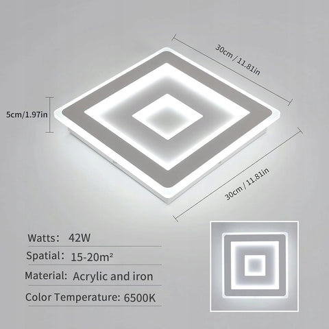 Ultradunne LED-plafondlamp, wit, 42W 6500K koel wit licht, acryl, 30*5 CM