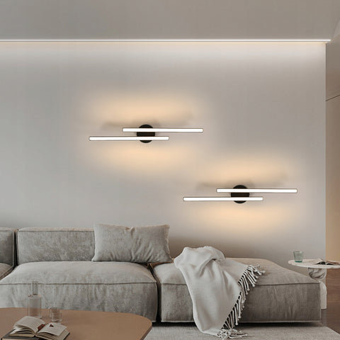 Driekleurige LED-plafondlampen met 2 rechte parallellen, zwart, 17W 58,5*10CM, aluminium, voor woonkamer slaapkamer