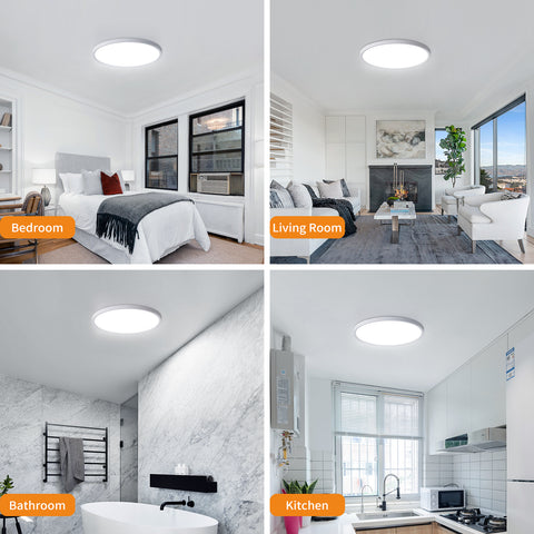 2 stuks ultradunne LED-plafondlamp, wit rond 40 cm, 36 W 6500 K koel wit licht, PVC