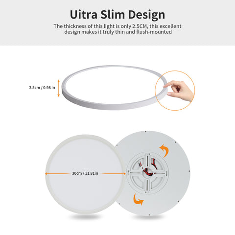 2 stuks ultradunne LED-plafondlamp, wit rond 40 cm, 36 W 6500 K koel wit licht, PVC