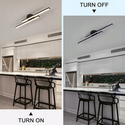 Driekleurige LED-plafondlampen met 2 rechte parallellen, zwart, 17W 58,5*10CM, aluminium, voor woonkamer slaapkamer