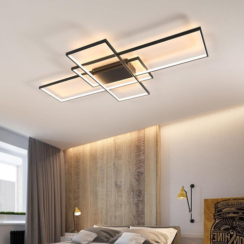 moderne dimbare led-plafondlamp dimbare 3000K-6000K rechthoekige plafondlamp voor woonkamer slaapkamer eetkamer kantoor zwart