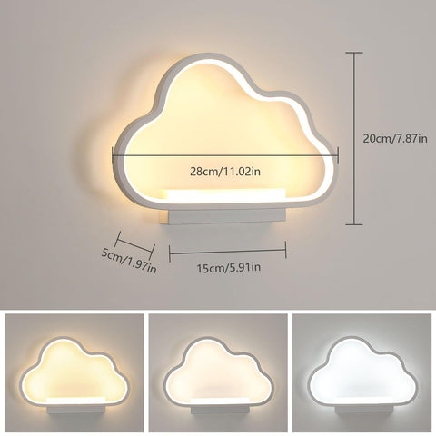 LED-wandlamp, Wit 28*20cm, Aluminium, Driekleurig licht 6500K+4500K+3000K, voor slaapkamer