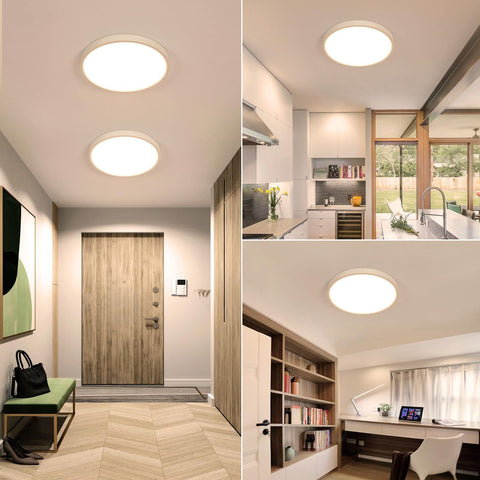 2 stuks ultradunne LED-plafondlamp, wit rond * 40 cm, 36 W 3500 K warm wit licht, PVC, drievoudige bescherming voor slaapkamer badkamer