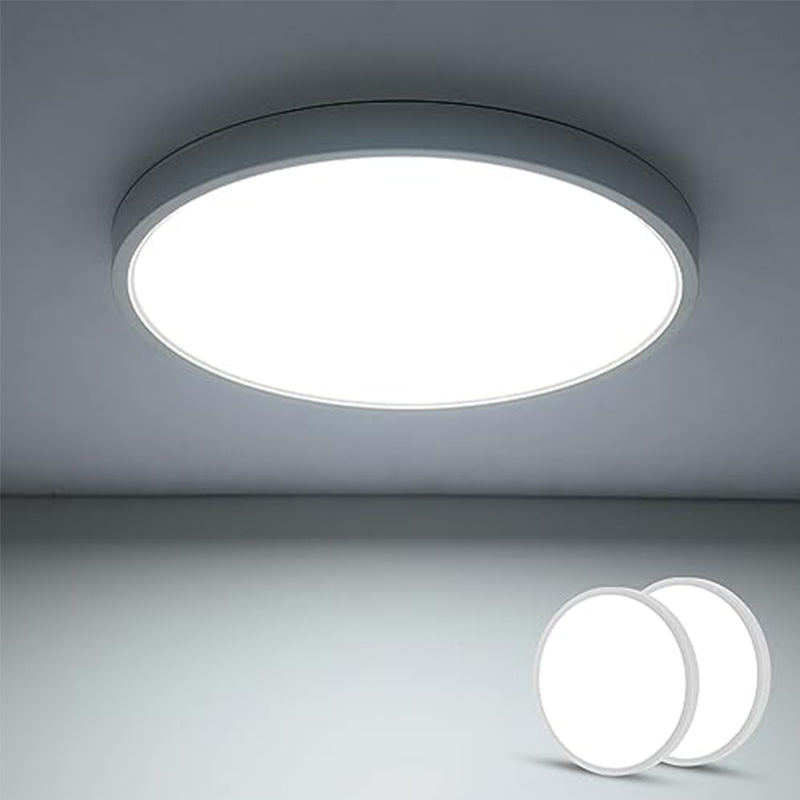 2PCS Plafonnier LED Ultra-fin Moderne - Rond 30cm, Blanc, 24W, Lumière Blanche