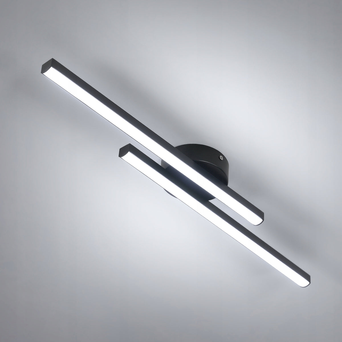 Plafonniers LED Tricolore avec 2 Parallèles droites, Noir, 17W 58.5*10CM, en Aluminium, pour Salon Chambre