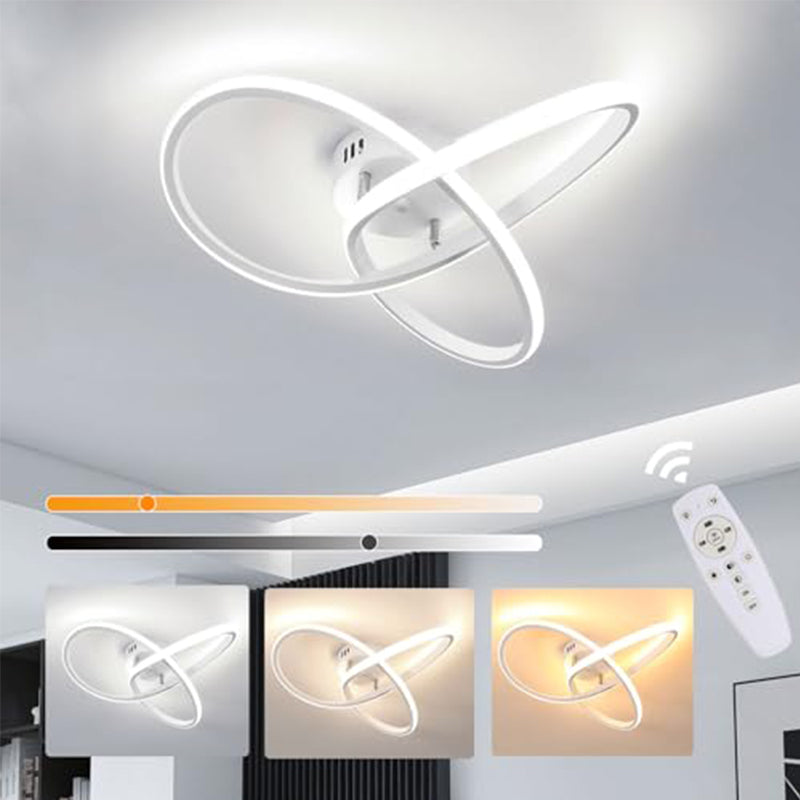 Plafonnier LED Moderne Dimmable en Aluminium en Forme de Trèfle - Blanc, 40*12cm, avec Télécommande, 36W Lampe de plafond - pour le Salon, la Chambre