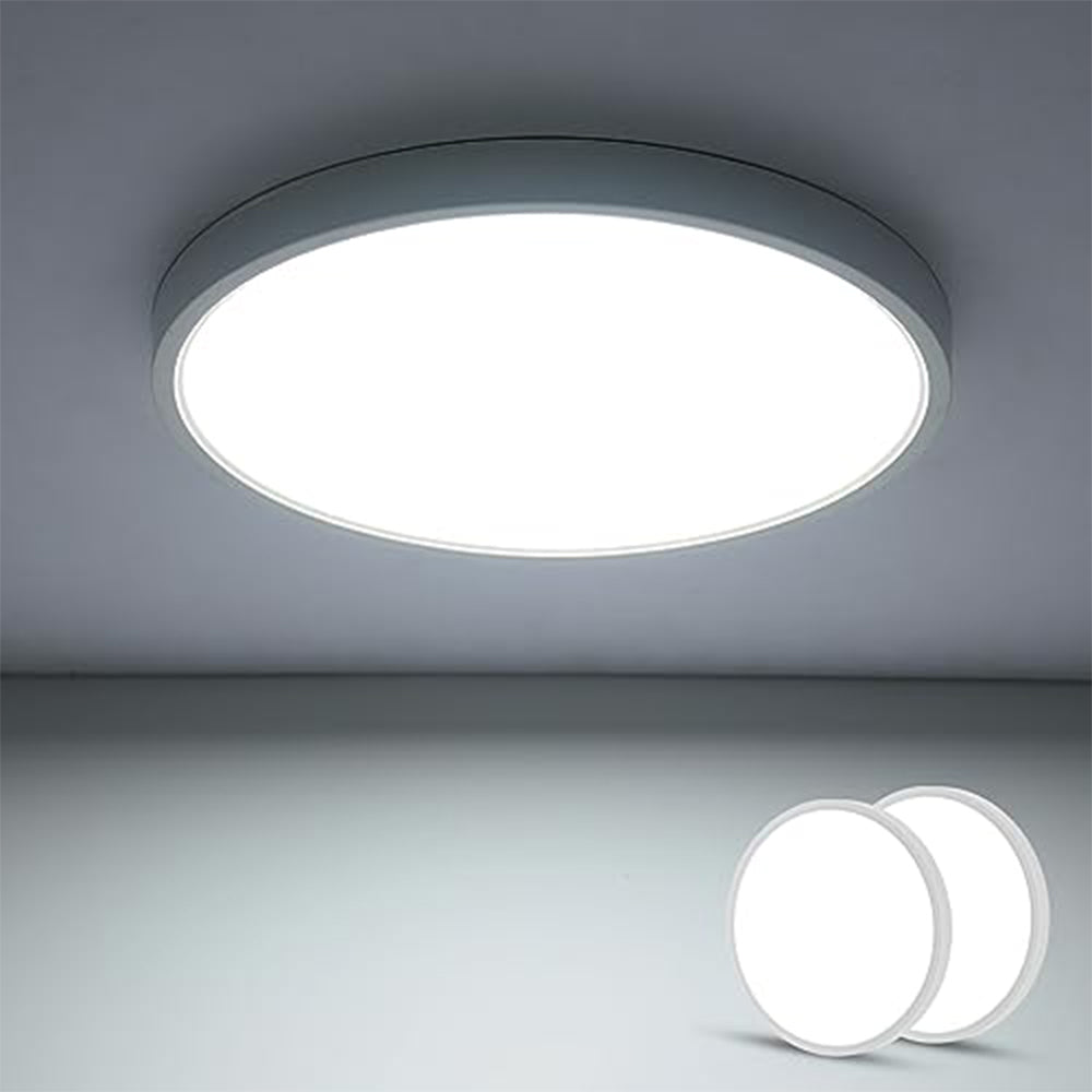 Luz de techo LED ultrafina de 2 piezas, redonda blanca de 40 cm, luz blanca fría de 36 W 6500 K, PVC