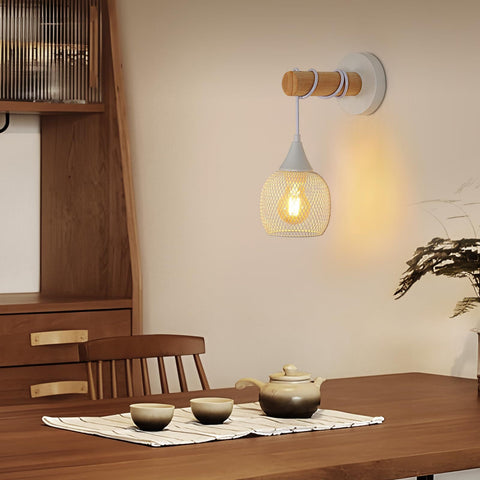 Creatieve lantaarnvormige wandlamp, wit, metaal, E27-fitting (geen lamp), voor slaapkamergang